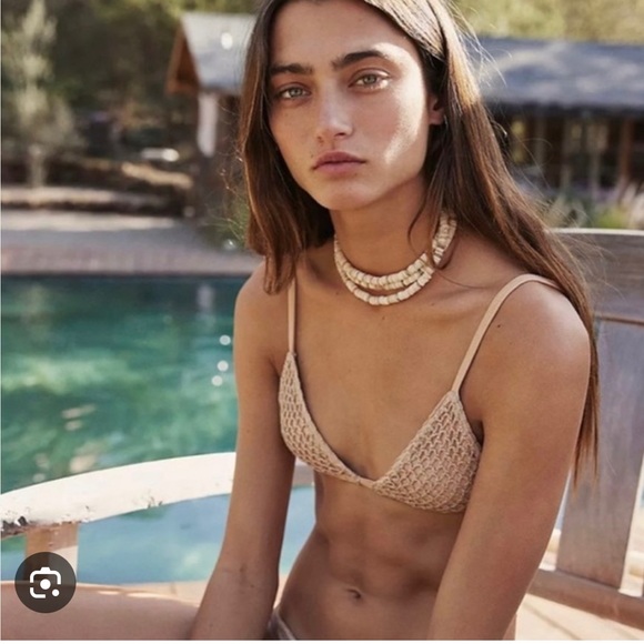 NWT Acacia Swimwear Tan Crochet Bikini - Baja Top (M) + Neema Bottom (S) in Oat - Picture 11 of 12